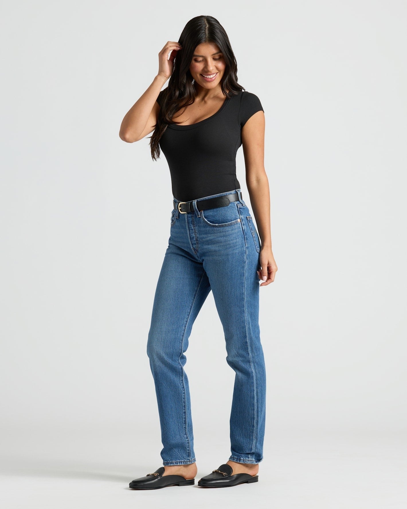 Womens Ribbed U-Neck Tee 6-Pack