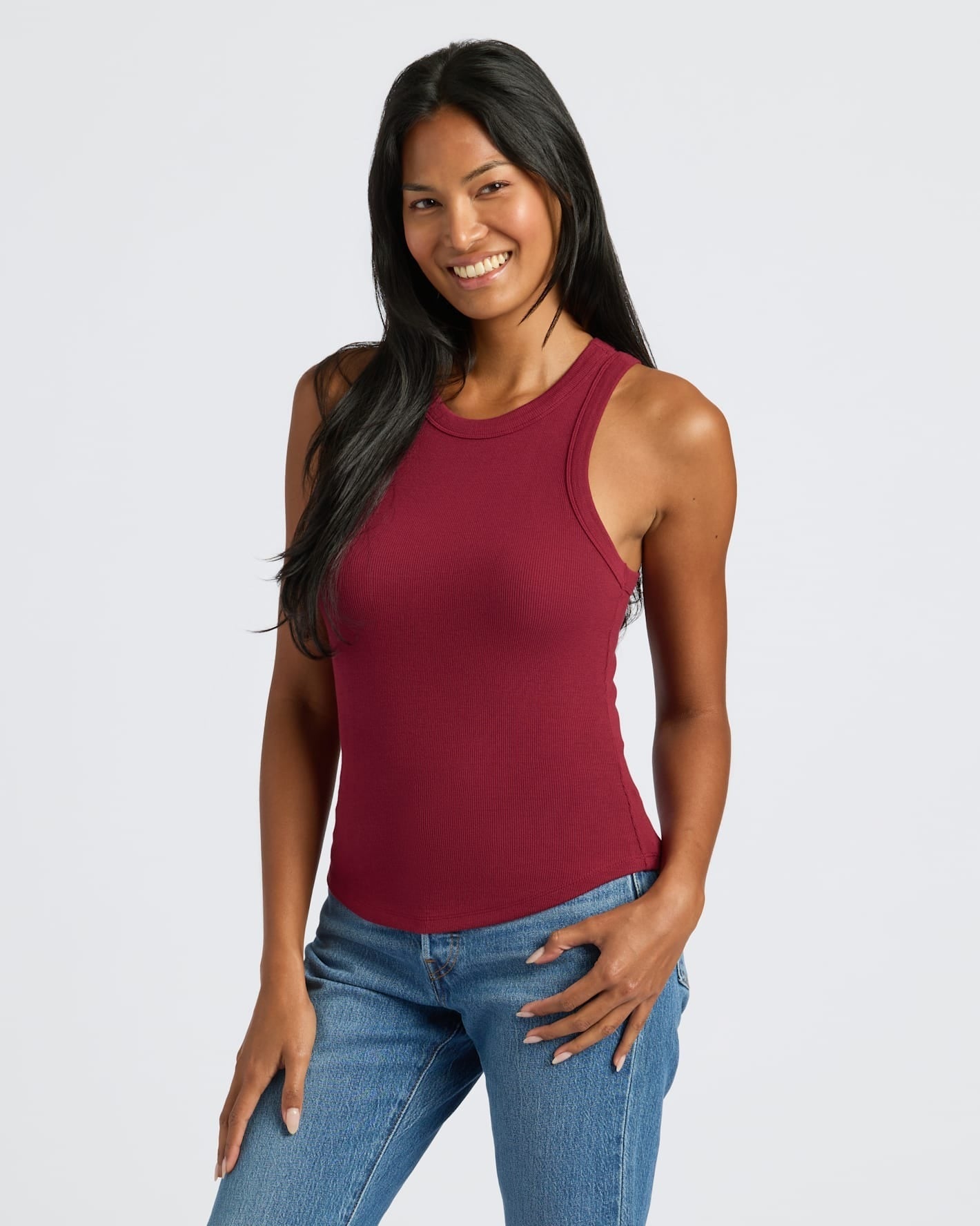 Womens Ribbed High Neck Tank 6-Pack