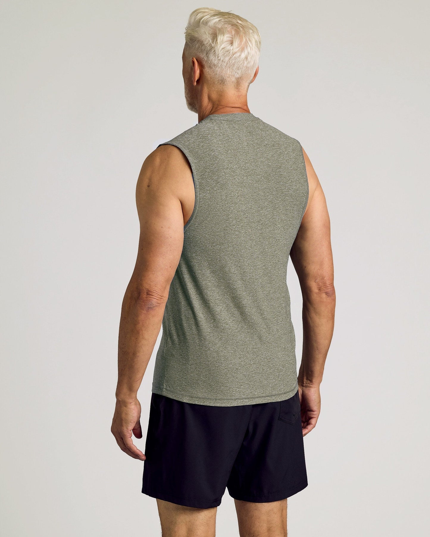 Heather Military Green Sleeveless Active Muscle Tee