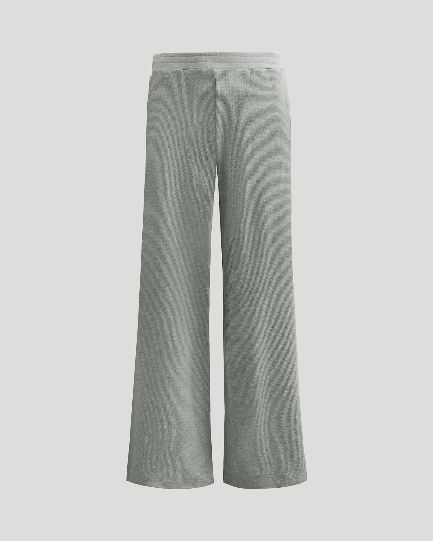 Womens Heather Gray Waffle Wide Leg Pants