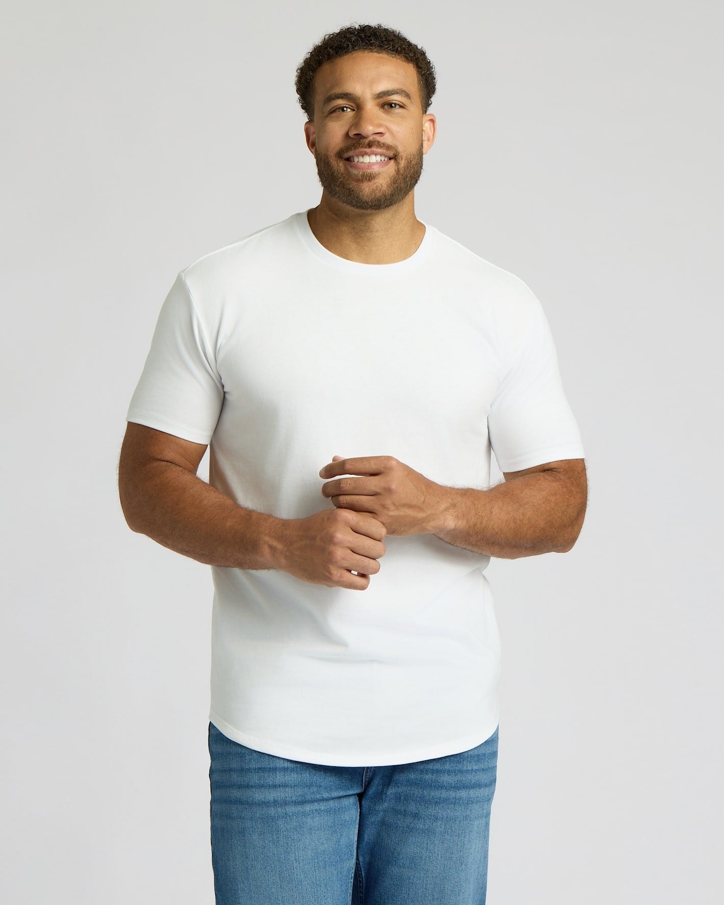 All White Tall Heavyweight Curved Hem Crew 3-Pack