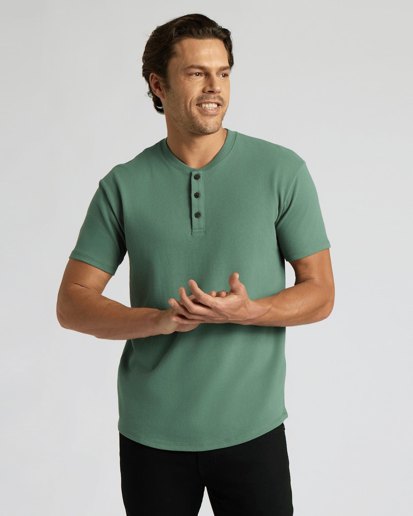 Neo Fern Heavyweight Curved Hem Henley