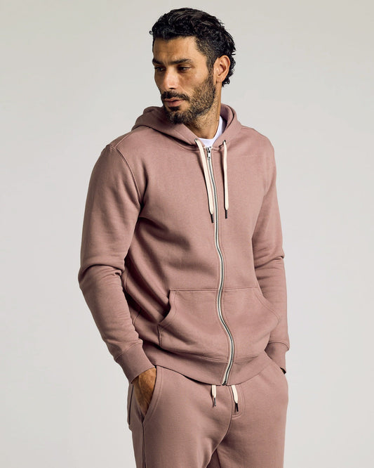 Slate Mauve Fleece French Terry Zip Hoodie