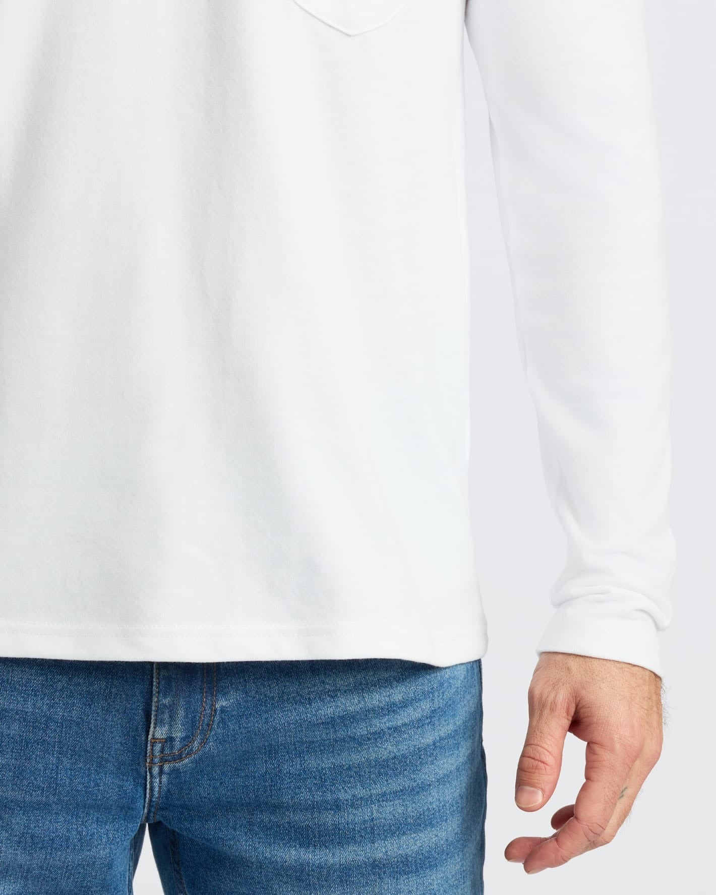 White Heavyweight Long Sleeve Pocket Crew 2-PacK