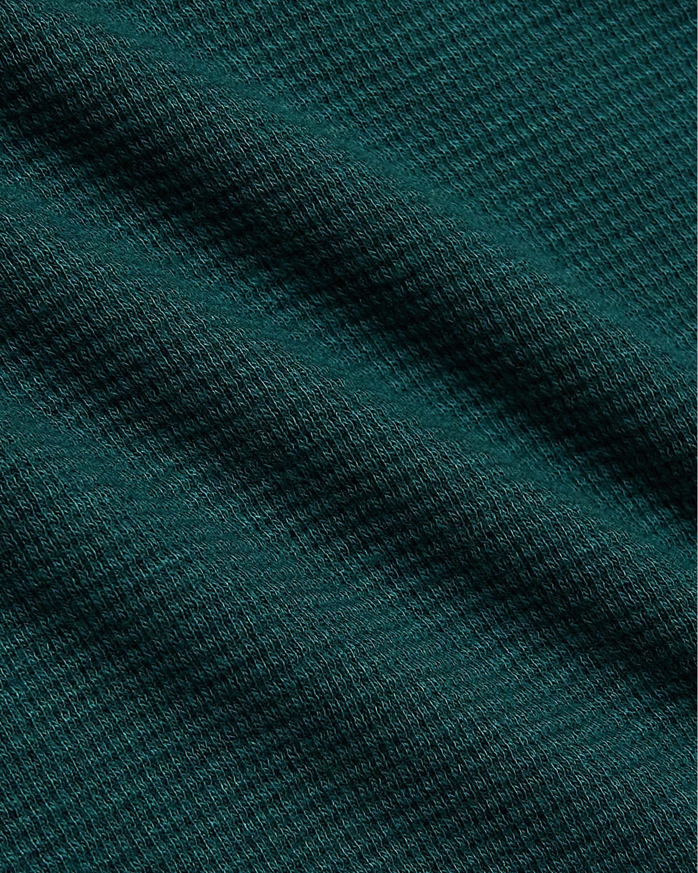 Womens Deep Emerald Waffle Long Sleeve Boxy Henley