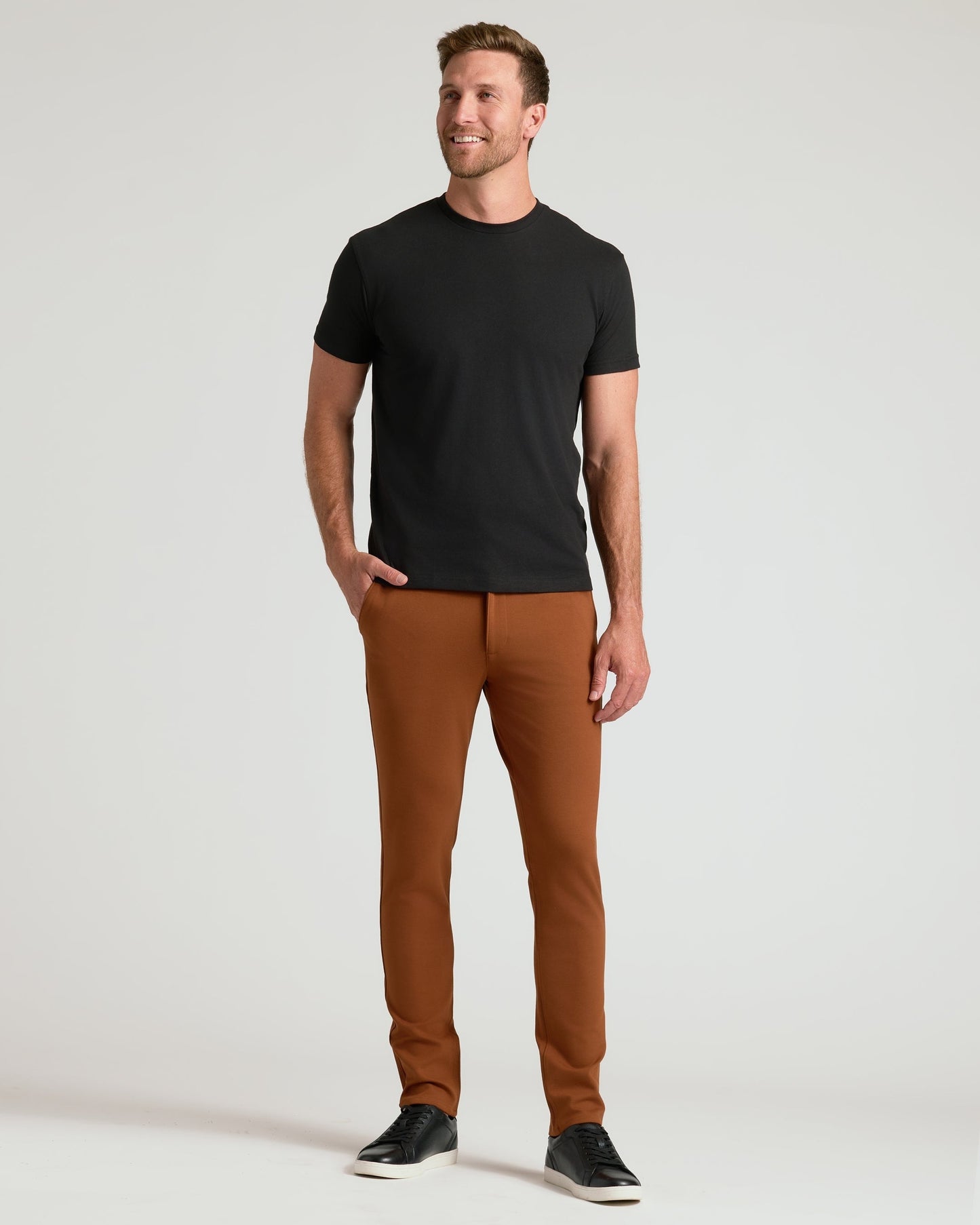 Suede Brown Slim Comfort Knit Chino Pant